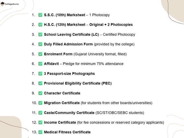 LD Arts College Ahmedabad Admission Document Required
