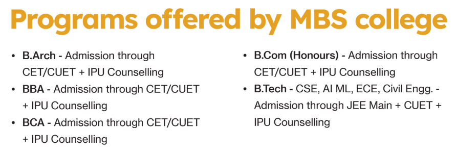 Courses Offered at MBS College New Delhi