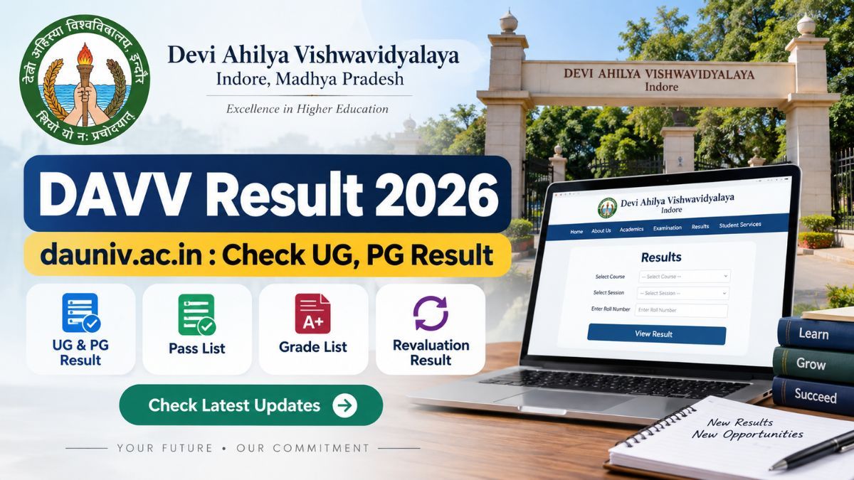 DAVV Result 2026 dauniv.ac.in : Check UG, PG Result
