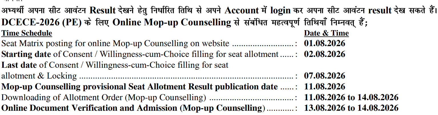 DCECE 2026 Mop-Up Round Key Details