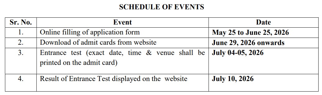DCRUST Admission dates 2026 for MBA, M.Tech, M.Sc and BCA