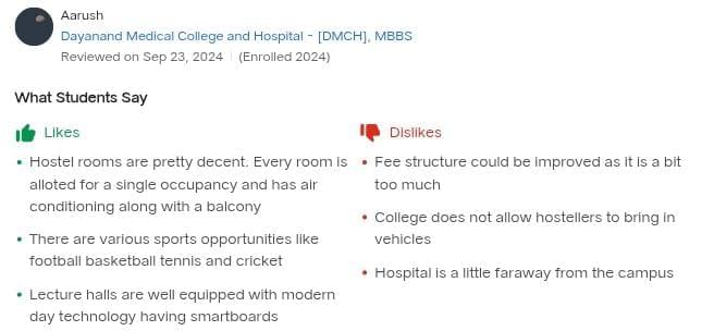 DMCH Ludhiana Student Review