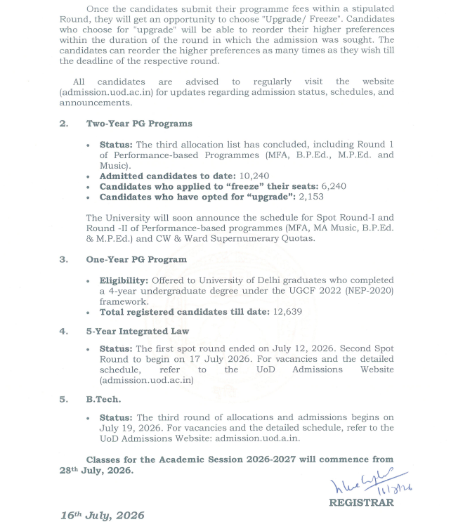 DU CSAS Round 1 Allotment 2026