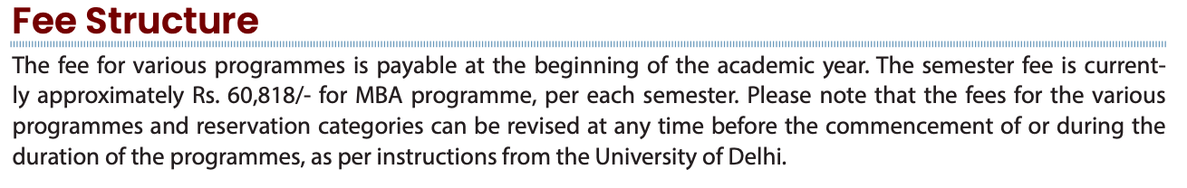 FMS Delhi MBA Fees 2026