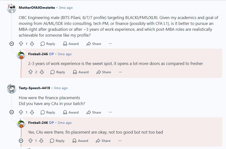 FMS Delhi reddit Review on Profile rating