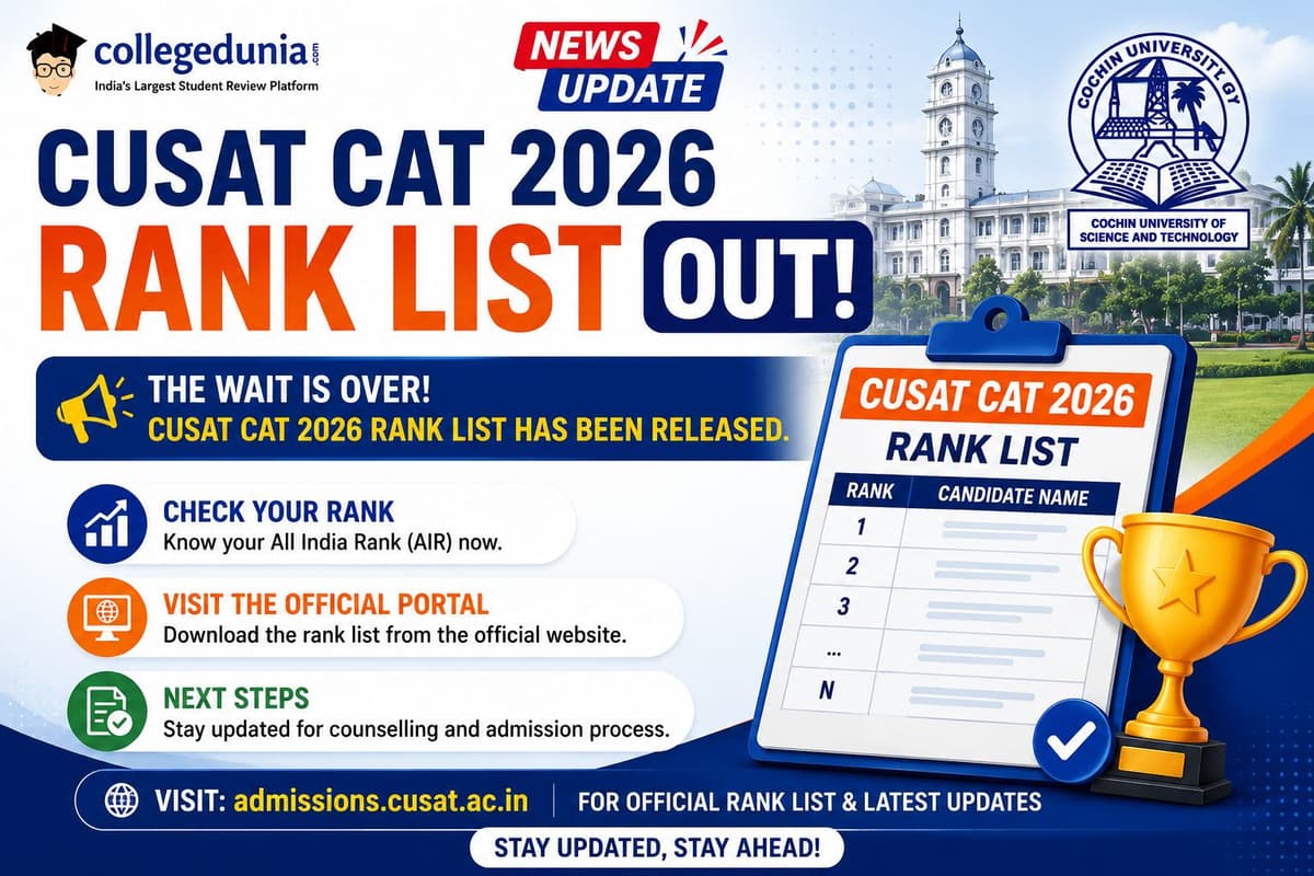 CUSAT CAT Rank list 2026 Out