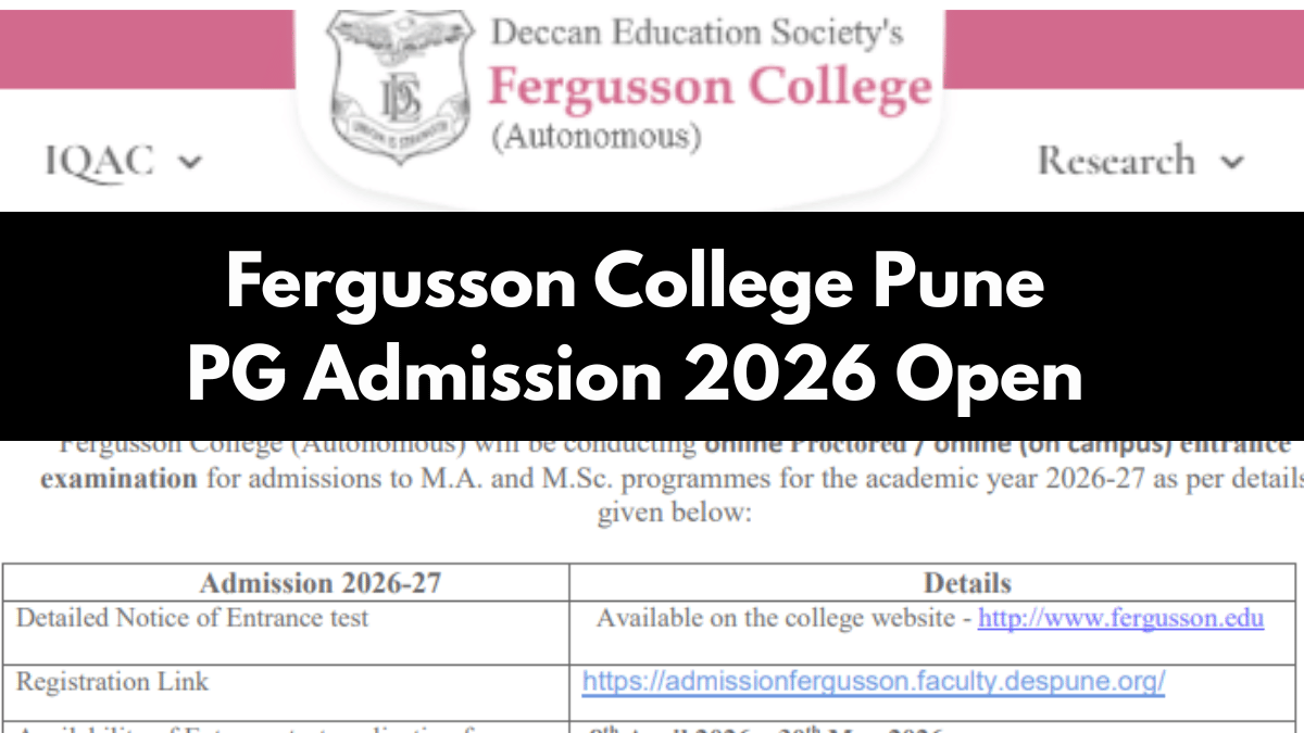Fergusson College Pune PG Admission 2026 Open