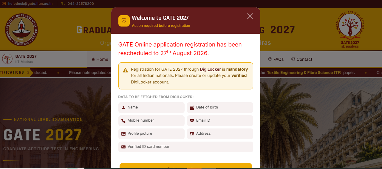 GATE Registration Delay