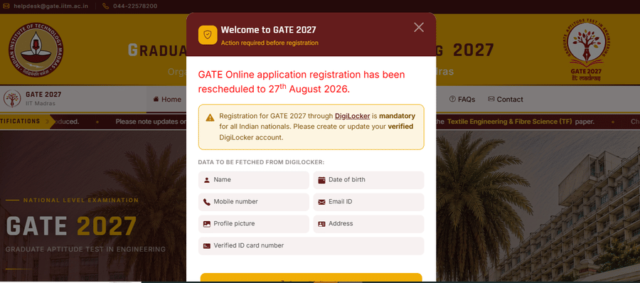GATE Registration Delayed