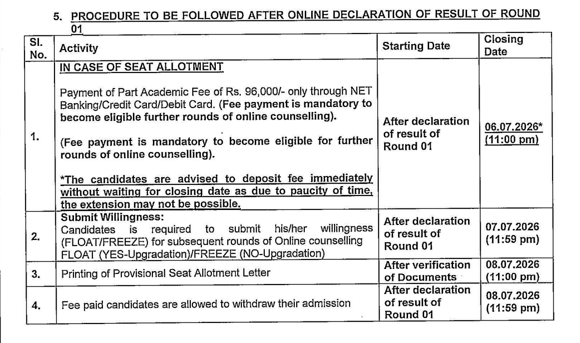 GGSIPU Round 1 Seat Allotment Result