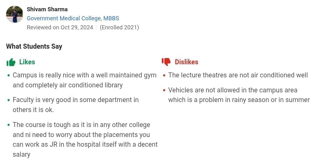 GMC Haldwani Student Review