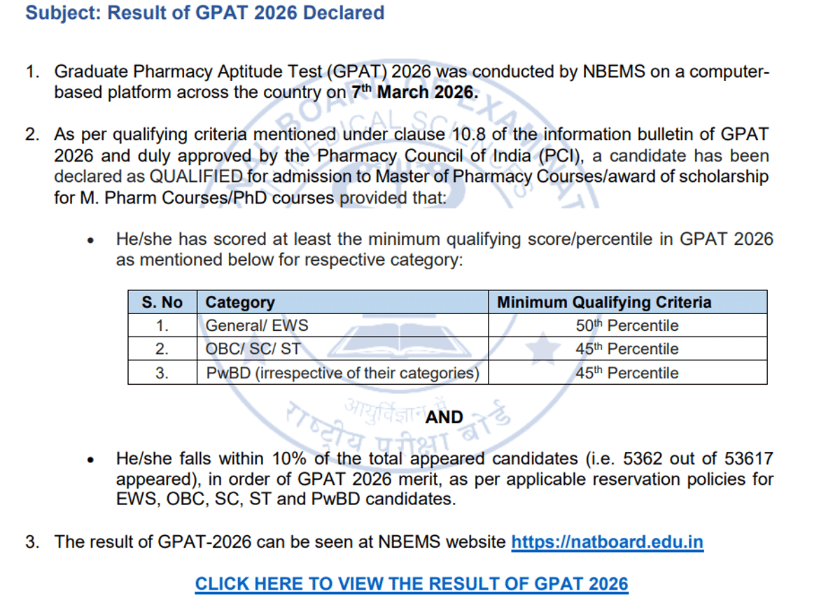 GPAT 2026 Final Answer key and scorecard