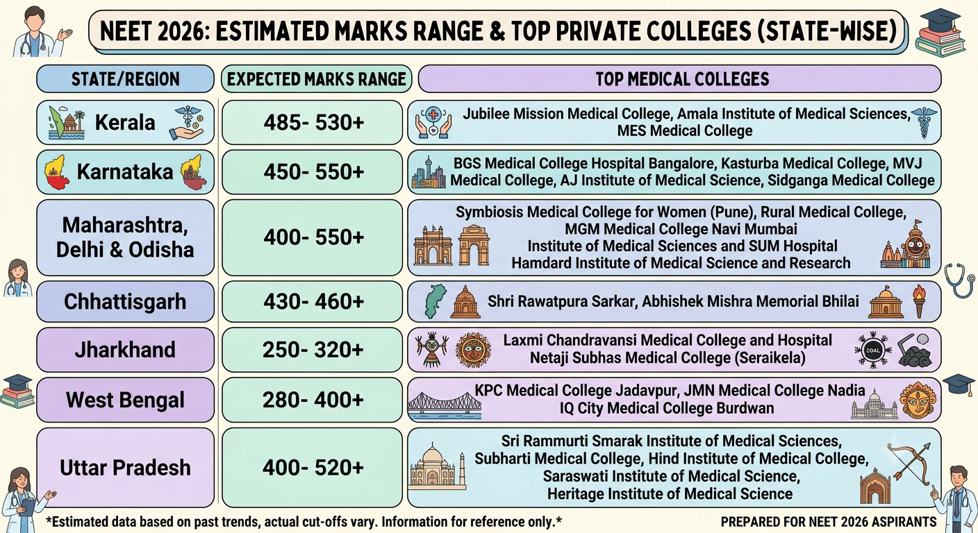 NEET 2026 Private College for MBBS : Region Wise Distribution