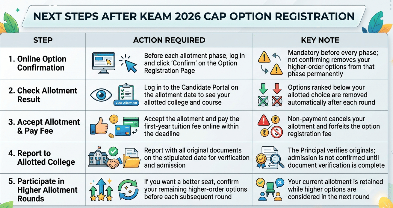 Next Steps After KEAM 2026 CAP Option Registration