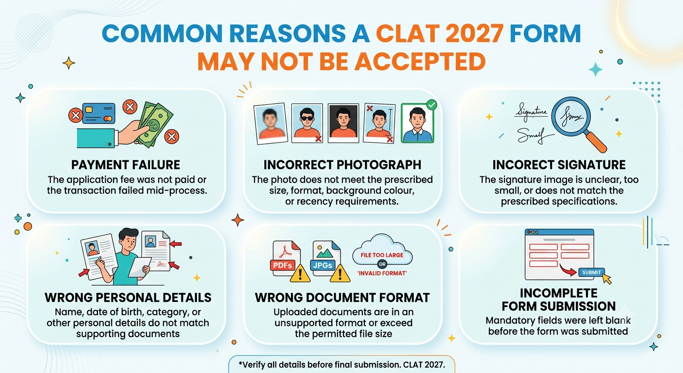 CLAT 2027 Application Status: Common Reasons a Form May Not Be Accepted