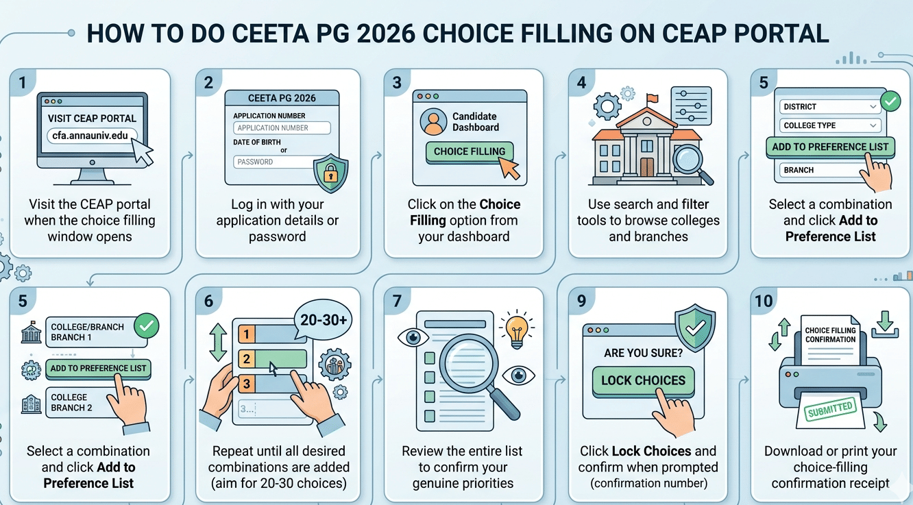 How to do CEETA PG 2026 Choice Filling&nbsp;on CEAP Portal