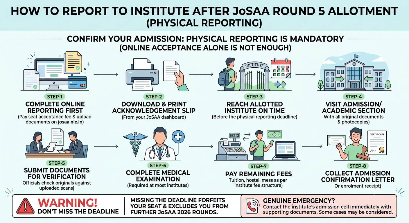 How to Report to Institute After JoSAA Round 5 Allotment
