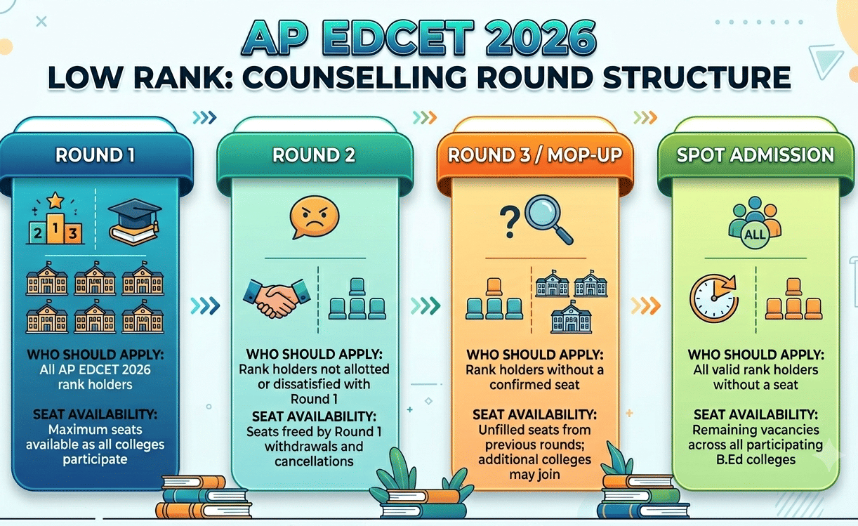 AP EDCET 2026 Low Rank: Counselling Round Structure