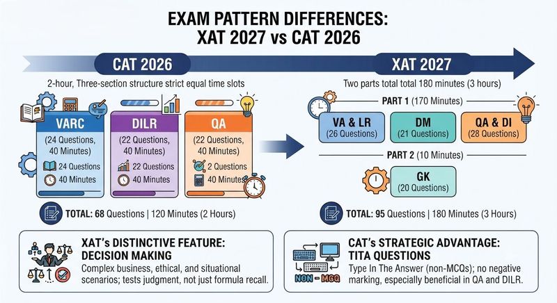 Exam Pattern Differences: XAT 2027 vs CAT 2026