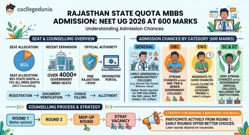 NEET UG 2026 Rajasthan State Quota MBBS Admission at 600 Marks