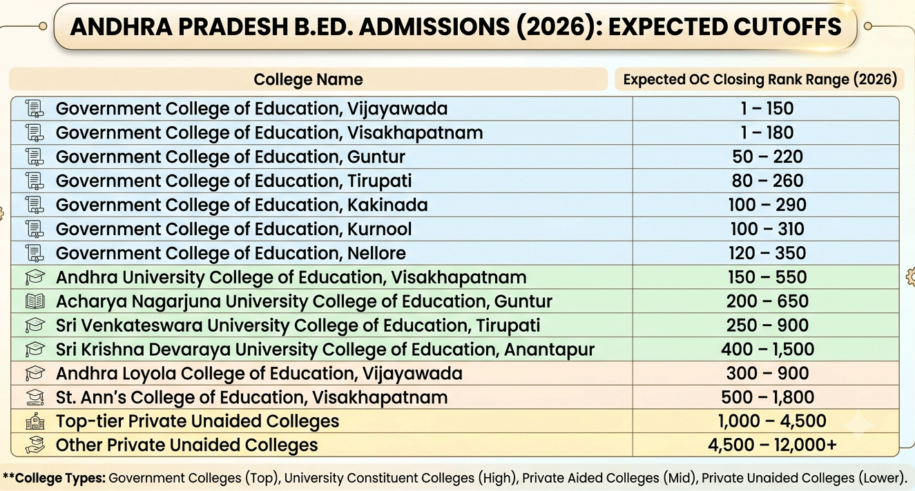 AP EDCET 2026 Physical Sciences Web Options Expected Cutoff Ranks for Colleges