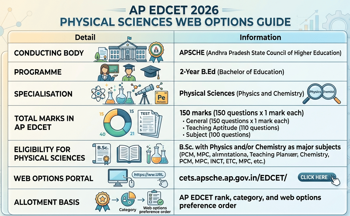 AP EDCET 2026 Physical Sciences Web Options Overview