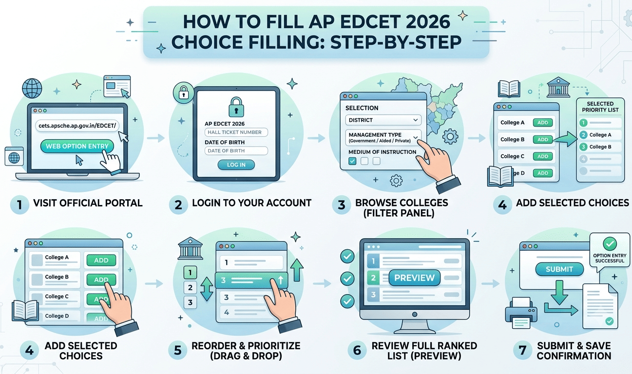 How to Fill AP EDCET 2026 Choice Filling: Step-by-Step