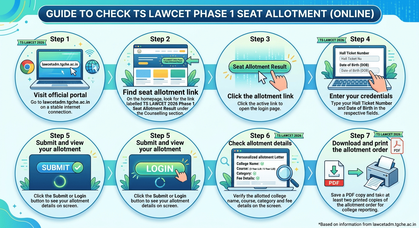 How to Check TS LAWCET 2026 Phase 1 Seat Allotment