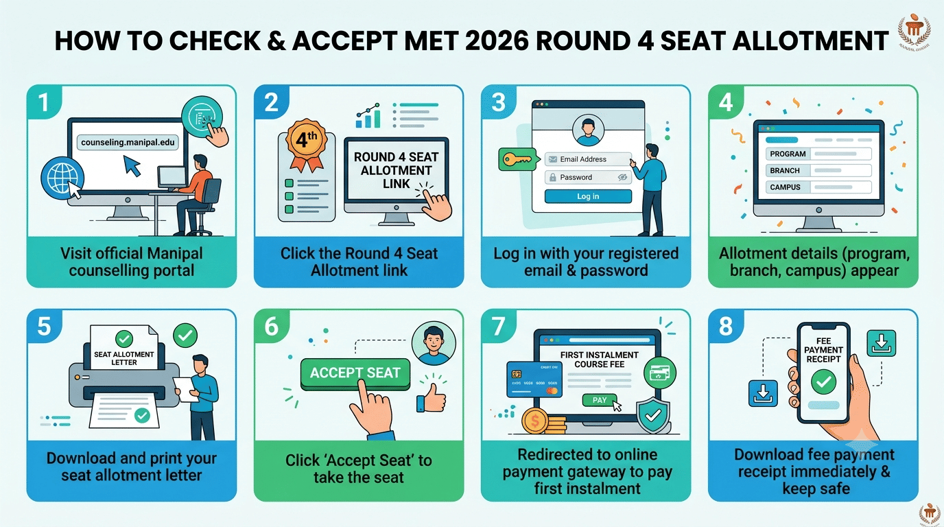 How to Check and Accept MET 2026 Round 4 Seat Allotment