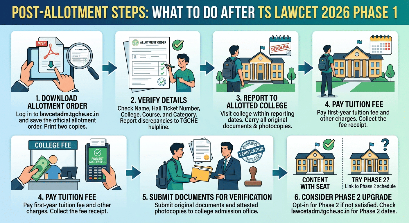 What to Do After Checking TS LAWCET 2026 Phase 1 Seat Allotment