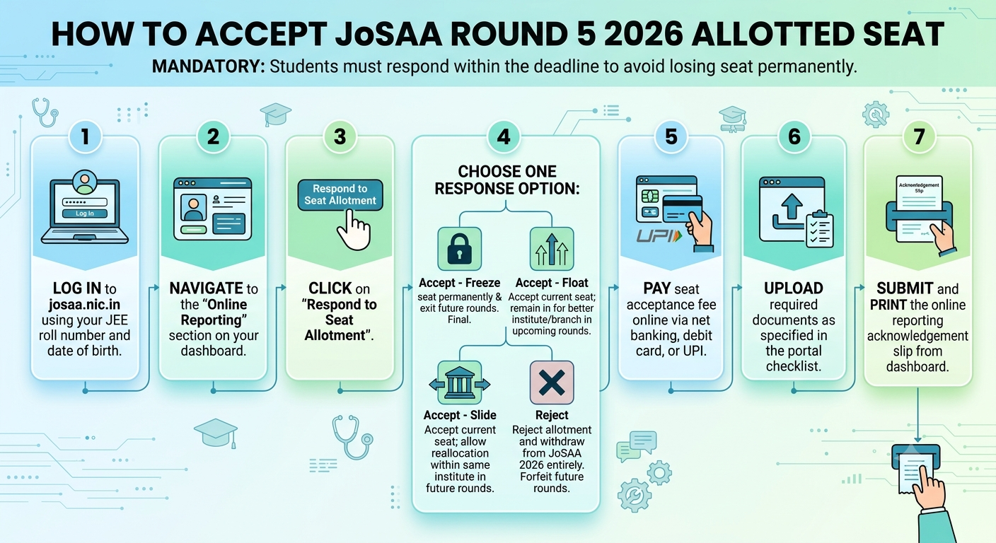 How to Accept JoSAA Round 5 2026 Allotted Seat