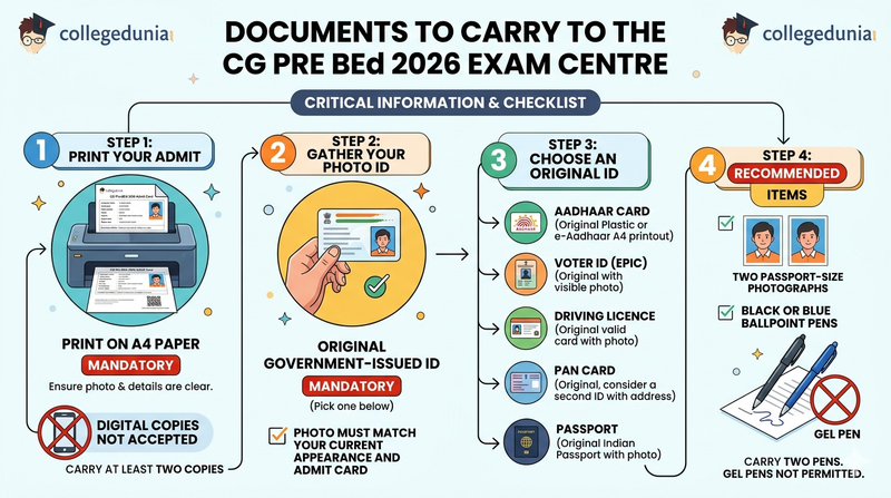 Documents to Carry to the CG Pre BEd 2026 Exam Centre