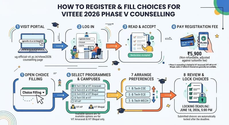 Register and Fill Choices for VITEEE 2026 Phase V Counselling