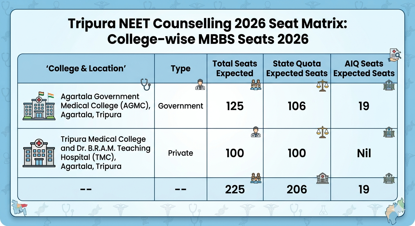 Tripura NEET Counselling 2026 Seat Matrix: College-wise MBBS Seat 2026