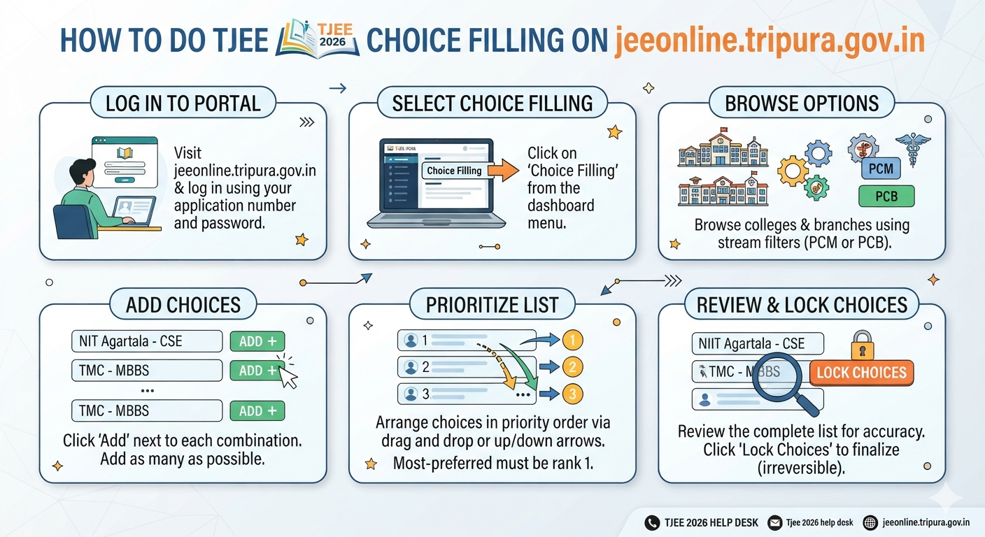 How to do TJEE 2026 Choice Filling&nbsp;on jeeonline.tripura.gov.in