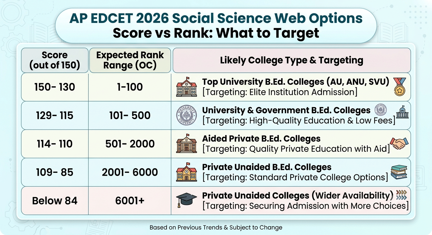 AP EDCET 2026 Social Science Web Options Score vs Rank: What to Target