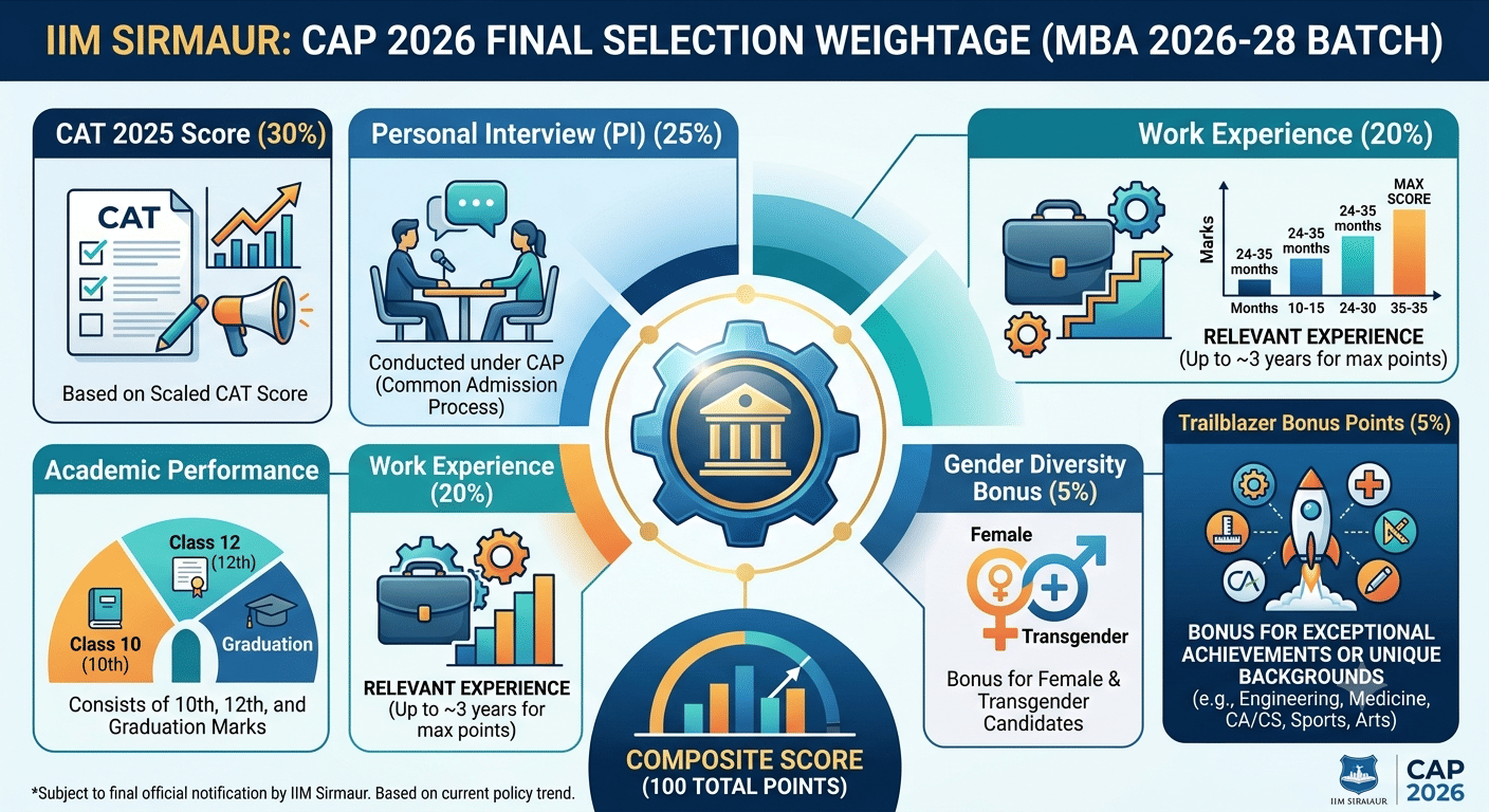 IIM Sirmaur CAP 2026 Final Selection Weightage