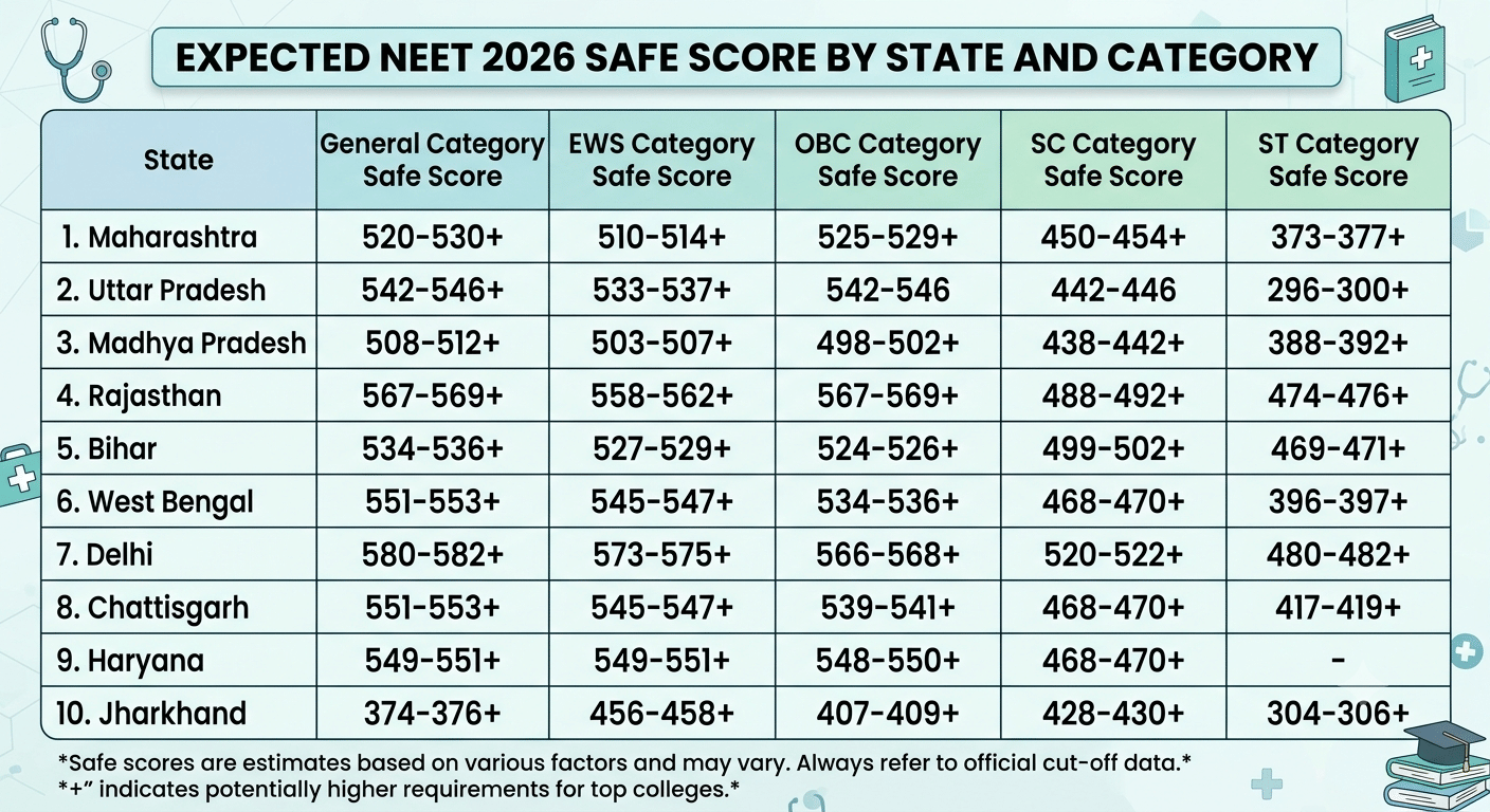 State-Wise NEET 2026 Safe Score for MBBS