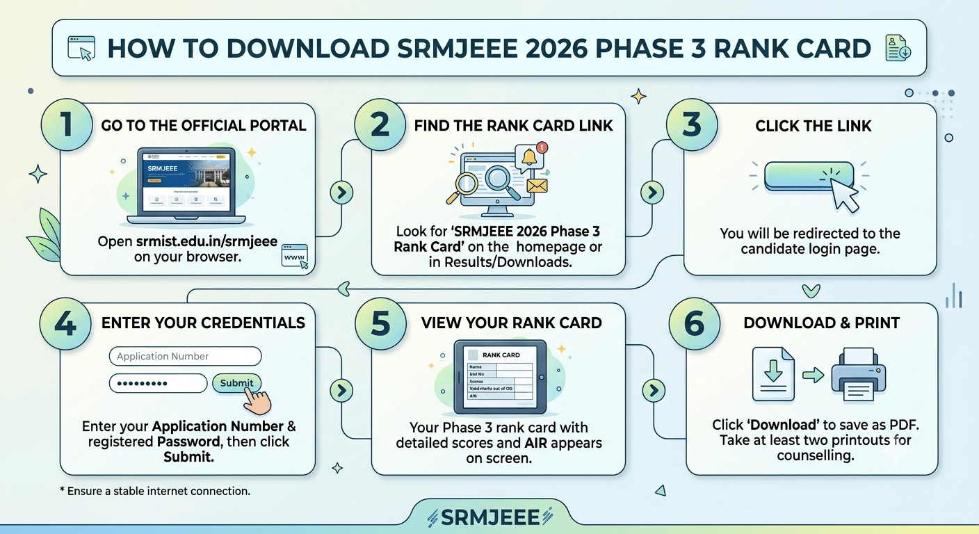 How to Download SRMJEEE 2026 Phase 3 Rank Card