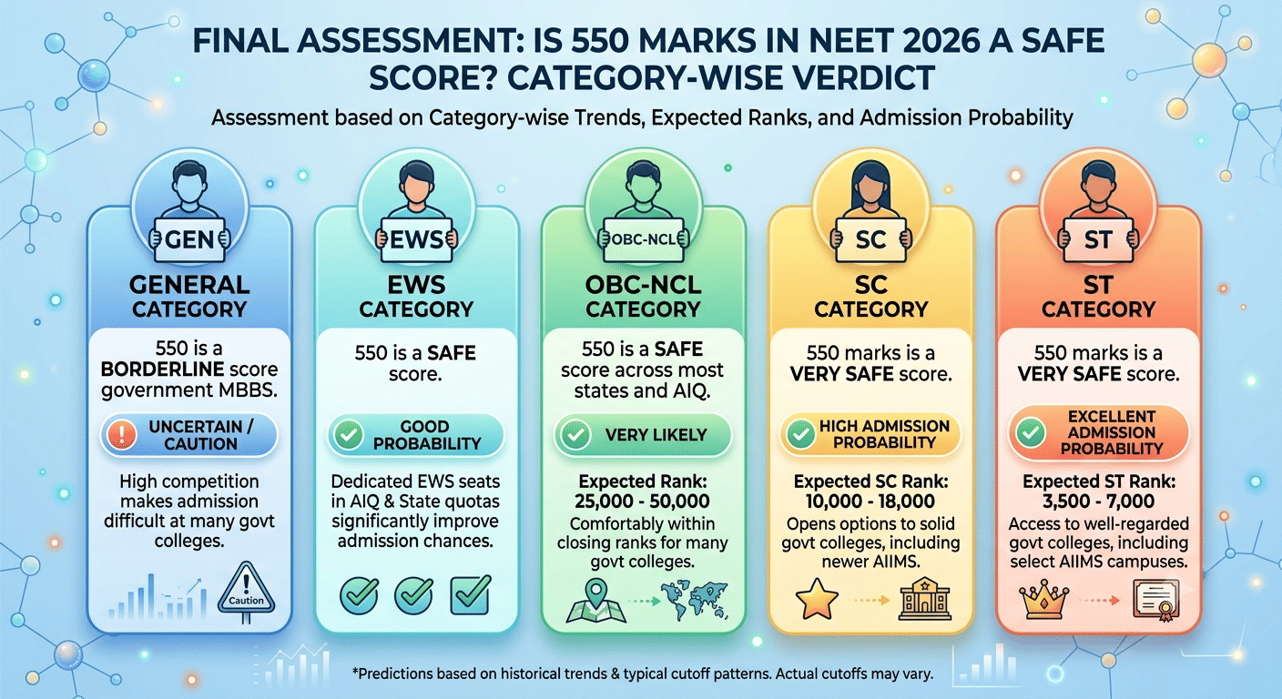 Is 550 Marks in NEET 2026 a Safe Score? Final Assessment
