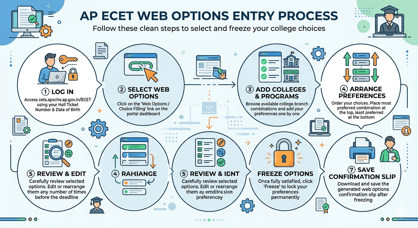 How to fill AP ECET 2026 Web Option