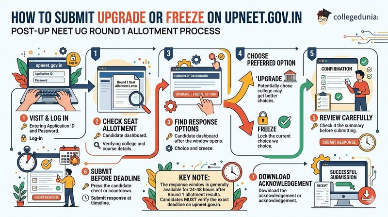 How to Submit Upgrade or Freeze on upneet.gov.in
