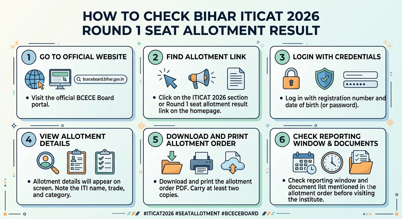 How to Check ITICAT 2026 Round 1 Seat Allotment Result