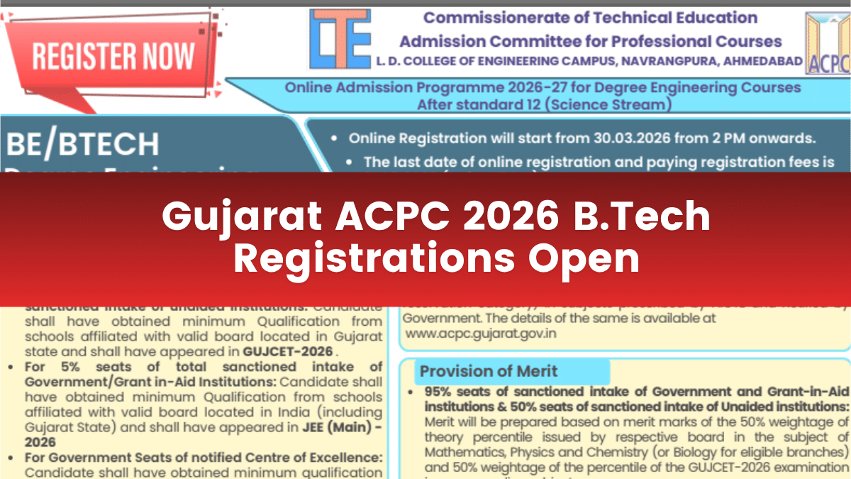 Gujarat ACPC 2026: B.Tech. Admission