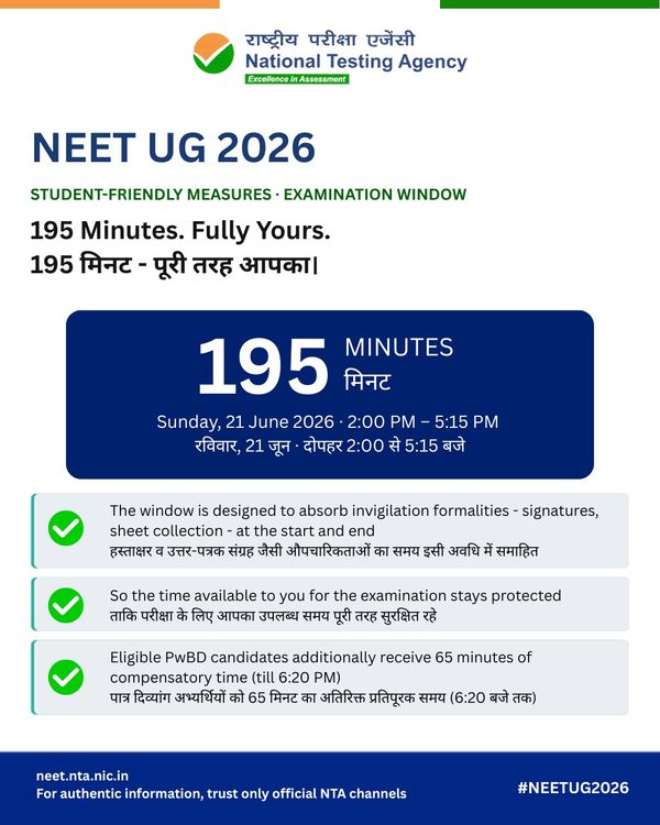 NEET UG 2026 Exam time