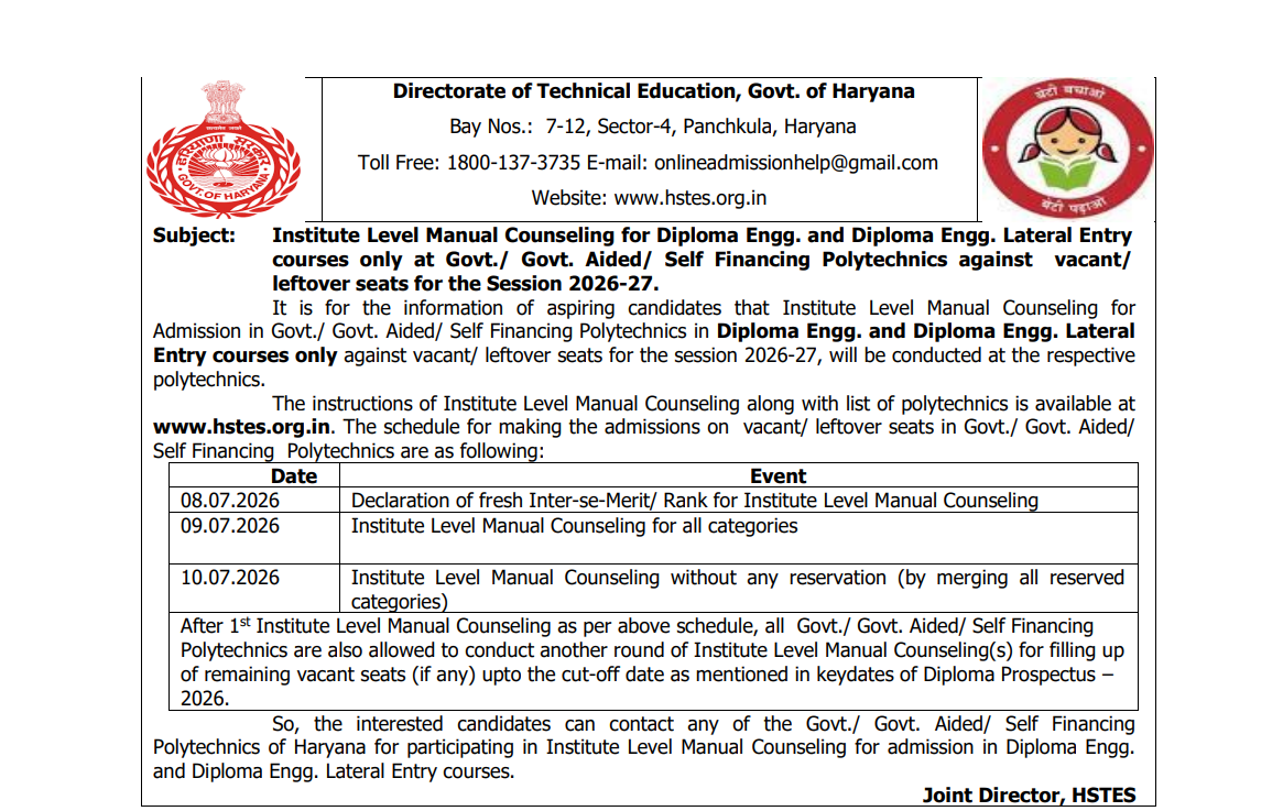 HSTES Diploma Institute Level Manual Counselling 2026