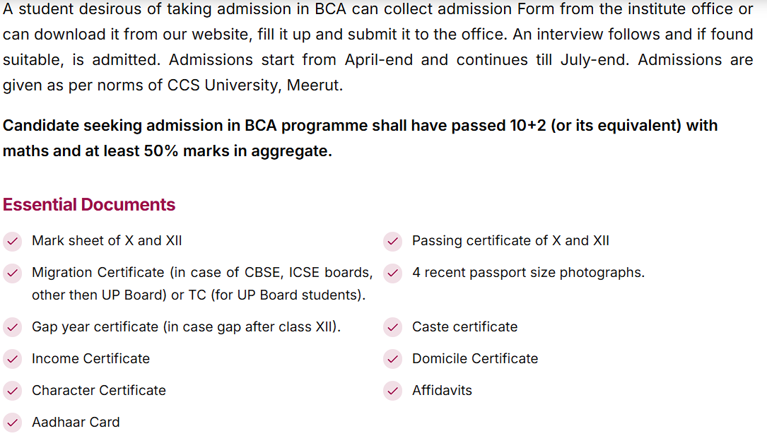IAMR BCA Eligibility Criteria