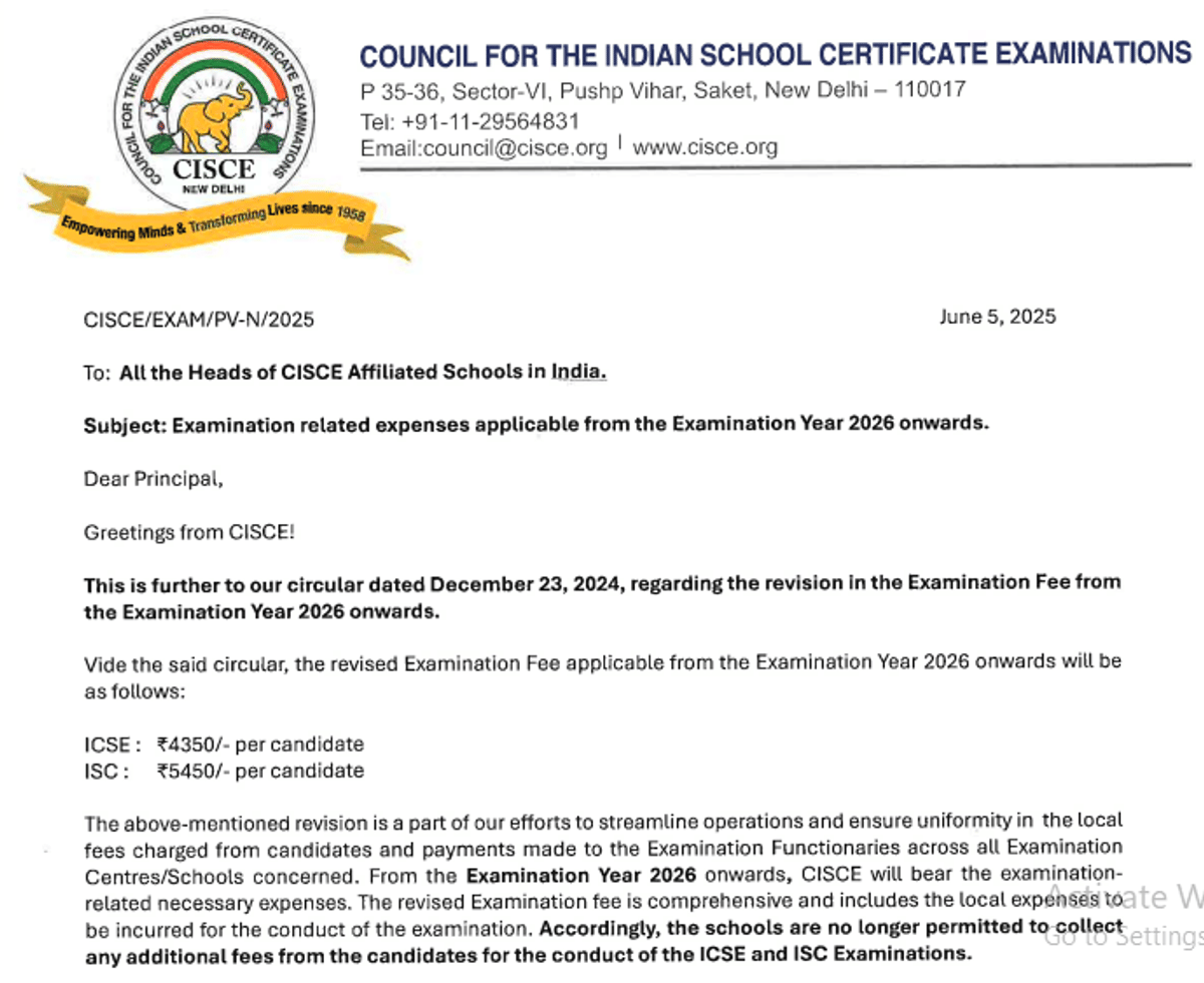 ICSE Class 10 Registration Fees