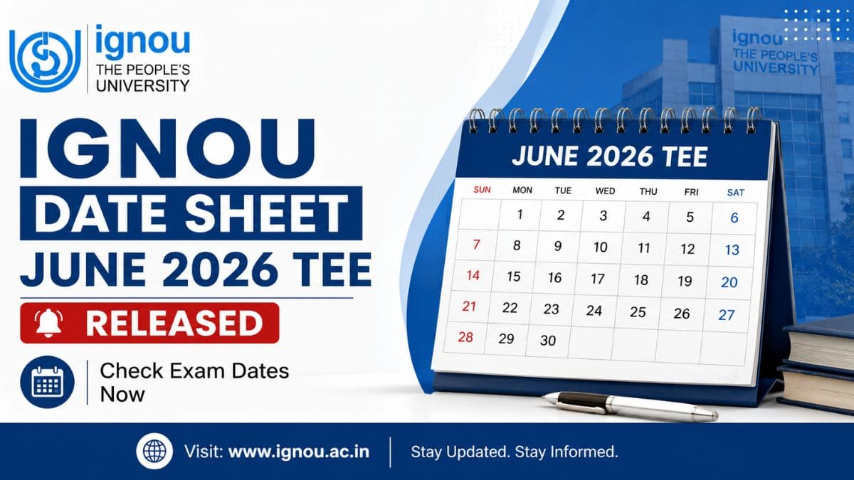 IGNOU Date Sheet June 2026 TEE (Released) @ignou.ac.in: Check Exam Dates