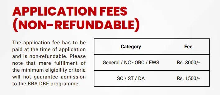 IIM Bangalore BBA Application Fees